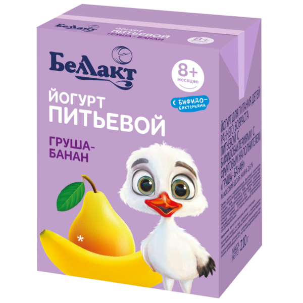 Йогурт питьевой Груша-банан 2,6% для детей бифидобактер.